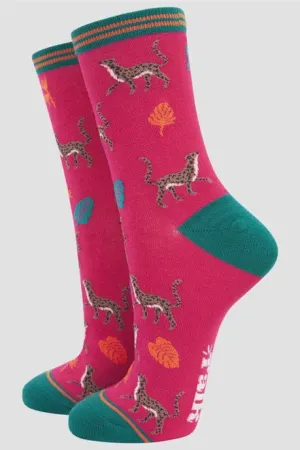 Sock Talk Women's Cheetah Bamboo Socks