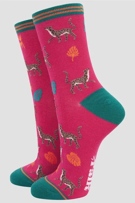 Sock Talk Women's Cheetah Bamboo Socks