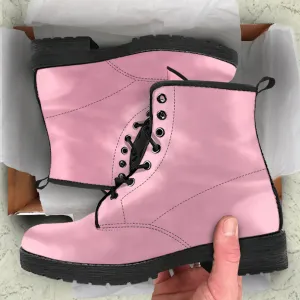Soft Pink Women's Vegan Leather Combat Boots