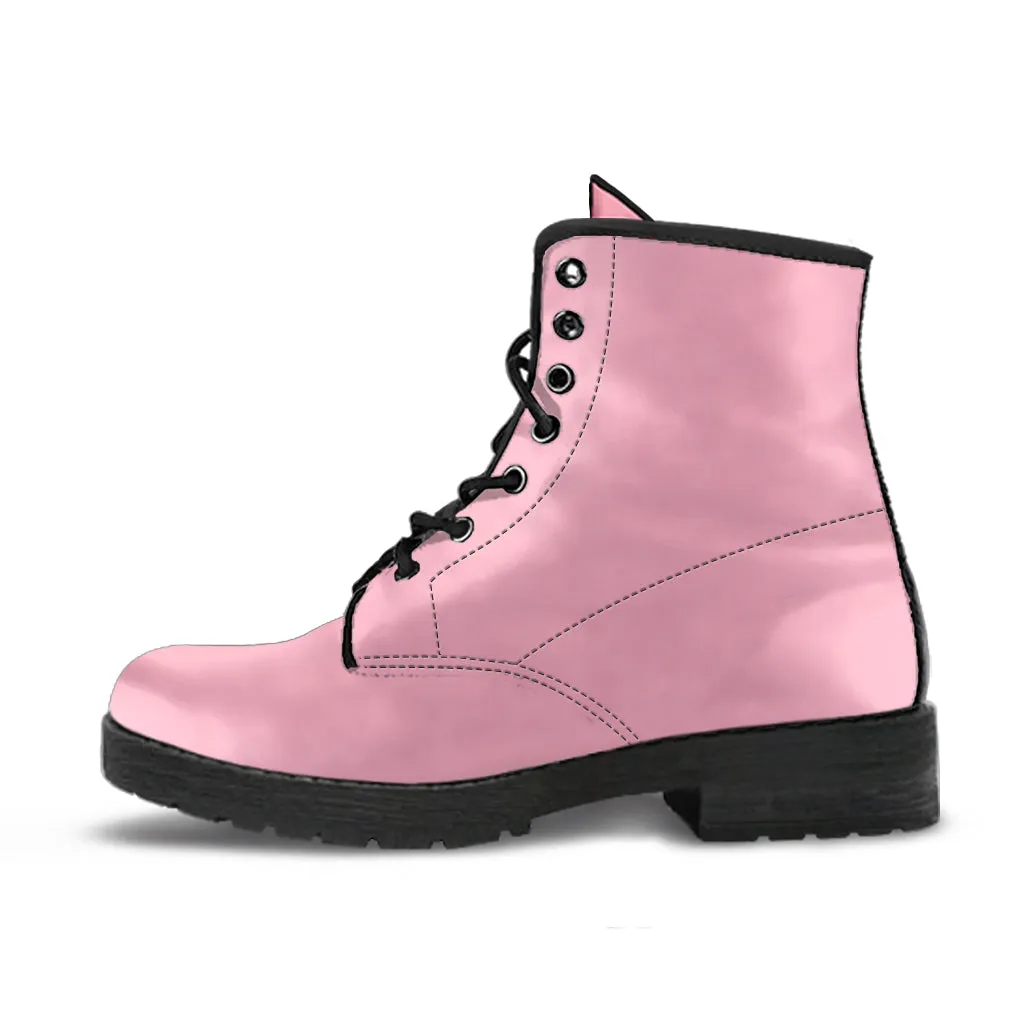 Soft Pink Women's Vegan Leather Combat Boots