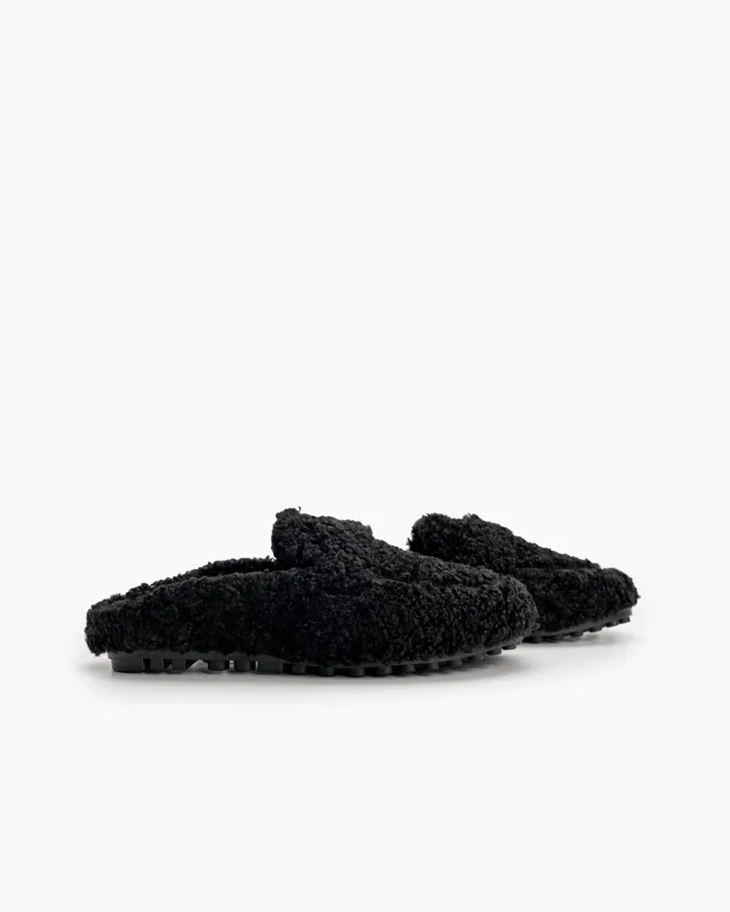 Solid Color Lambswool Warm Comfy Flat Mules