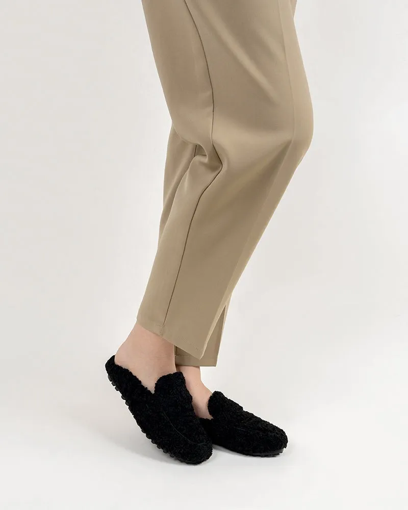 Solid Color Lambswool Warm Comfy Flat Mules