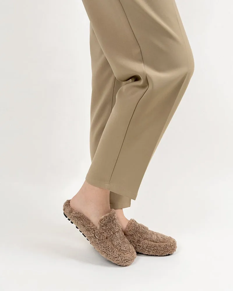 Solid Color Lambswool Warm Comfy Flat Mules
