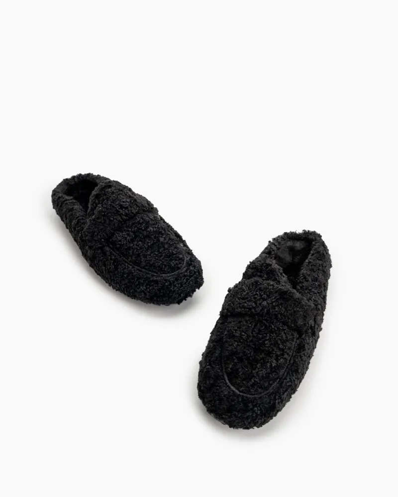 Solid Color Lambswool Warm Comfy Flat Mules
