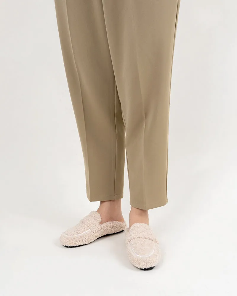 Solid Color Lambswool Warm Comfy Flat Mules