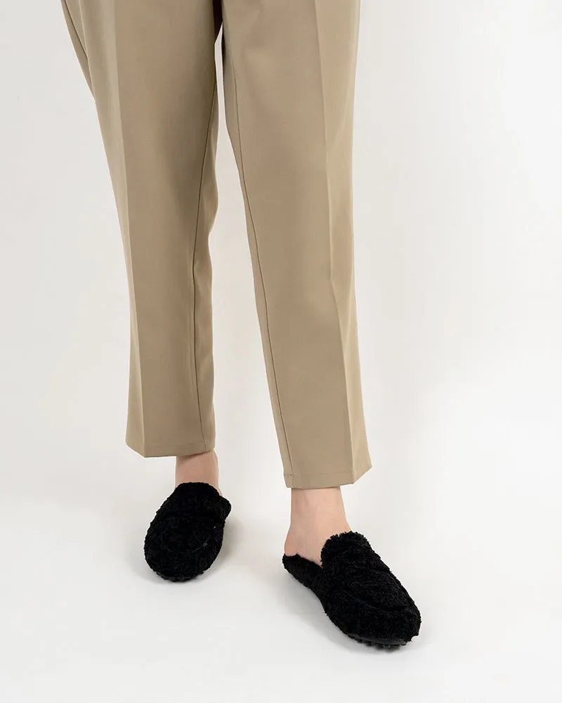 Solid Color Lambswool Warm Comfy Flat Mules