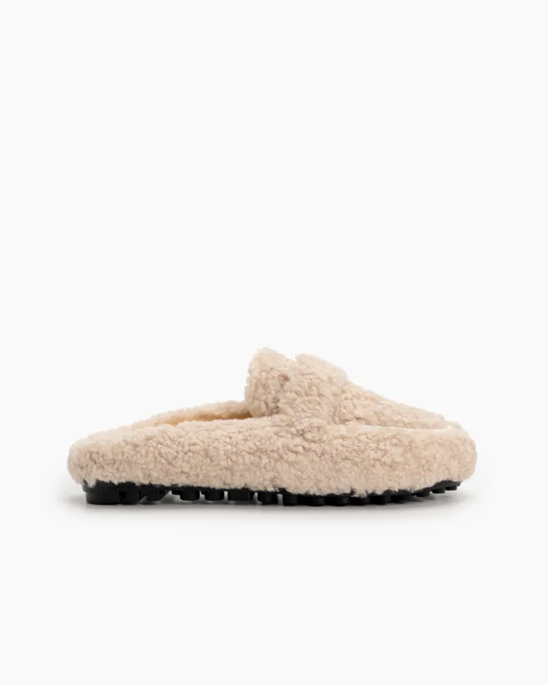 Solid Color Lambswool Warm Comfy Flat Mules
