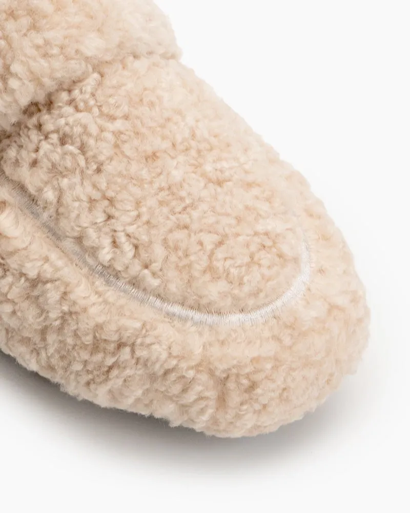 Solid Color Lambswool Warm Comfy Flat Mules