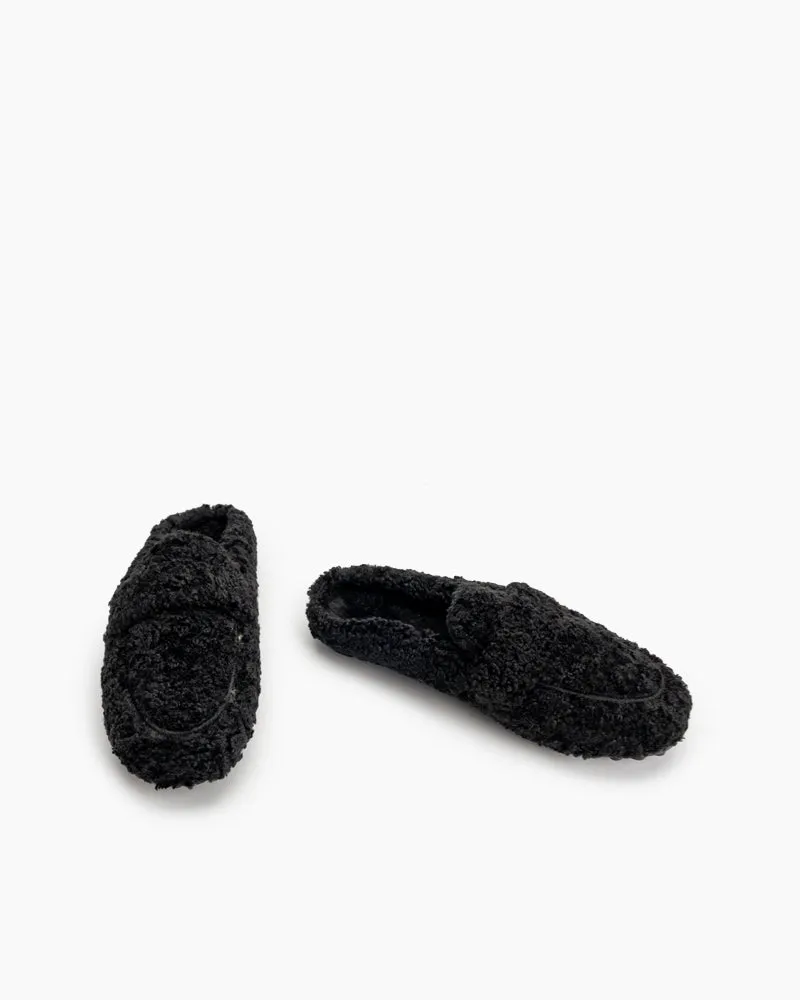 Solid Color Lambswool Warm Comfy Flat Mules