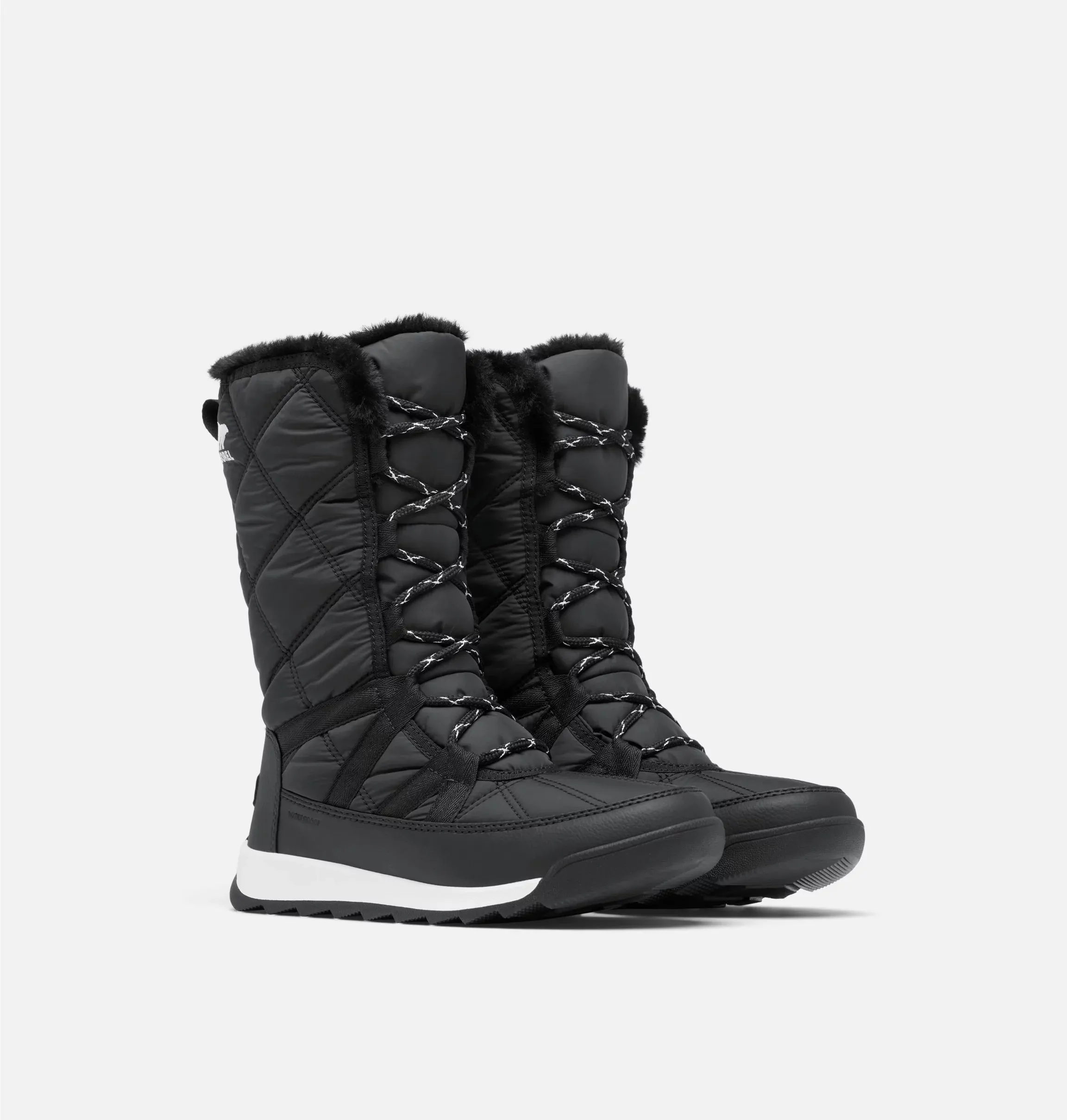 Sorel Women's Whitney II Plus Tall Lace Waterproof Snow Boots-Black, Sea Salt