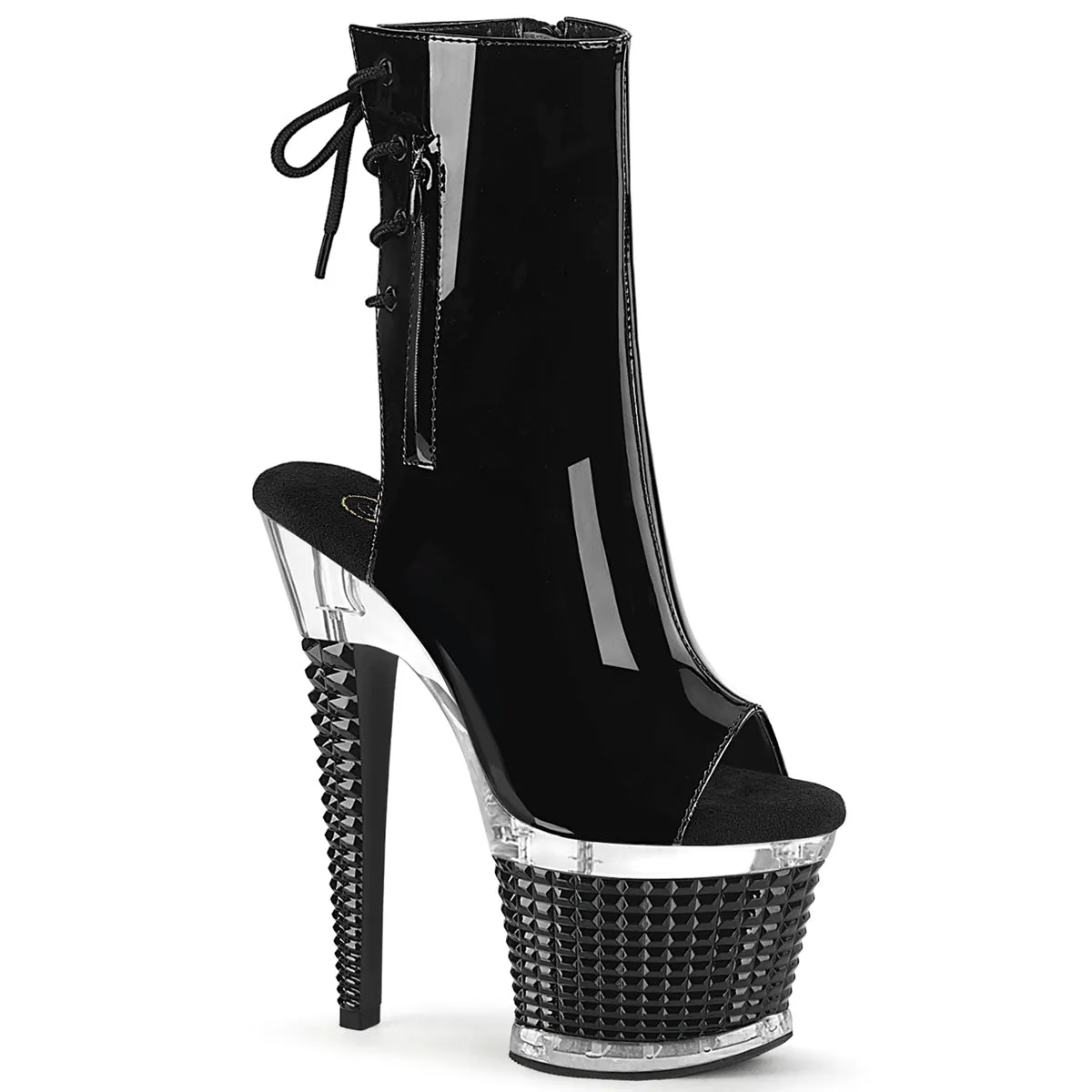 SPECTATOR-1018 Pleasers Black Patent Platform Ankle boots
