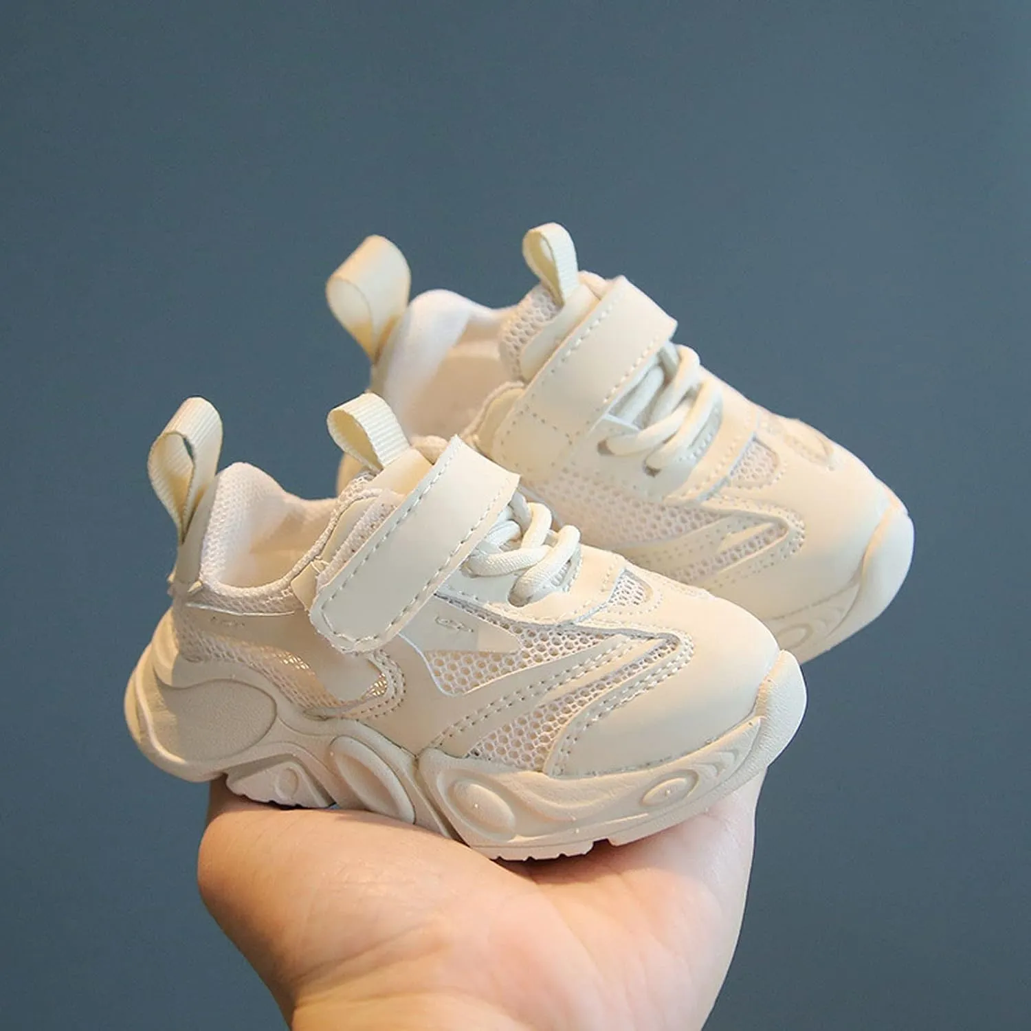 Spring and Summer New Solid Color Mesh Breathable Non Slip Children's Casual Sports Shoes Running Shoes Fashion