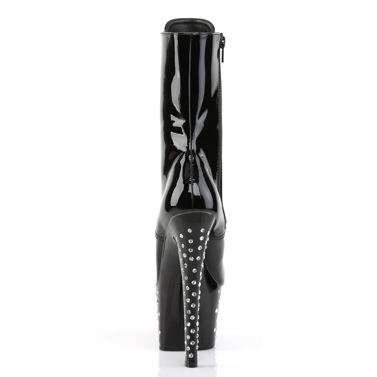 STARDUST-1020-7 Pleaser 7" Heel Black Pole Dancer Bling Platform Ankle Boots