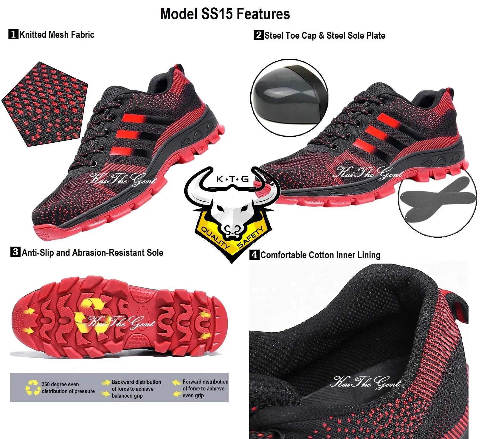 Steel Toe Sports Safety Shoes - Model SS15 (Option 2)