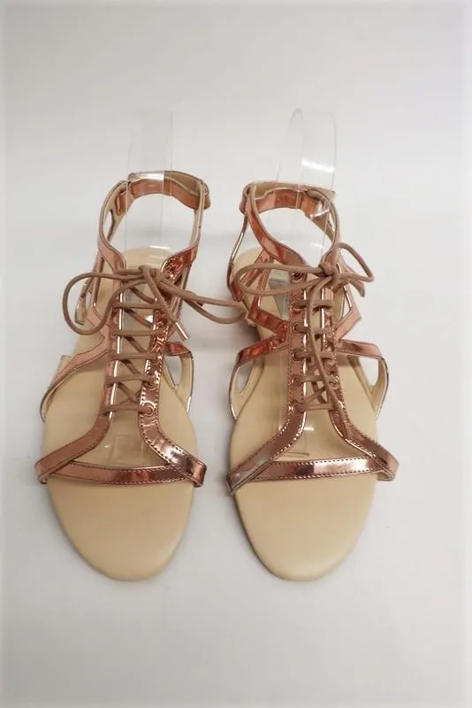 Stella McCartney Lucy Star Sandals Rose Gold Metallic Faux Leather Size 38.5
