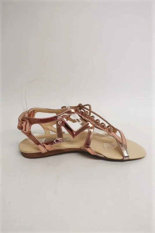 Stella McCartney Lucy Star Sandals Rose Gold Metallic Faux Leather Size 38.5