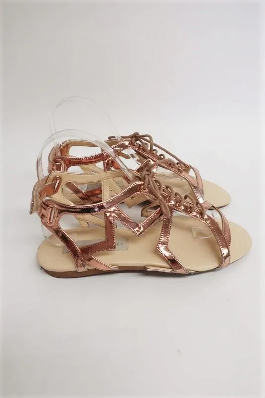 Stella McCartney Lucy Star Sandals Rose Gold Metallic Faux Leather Size 38.5