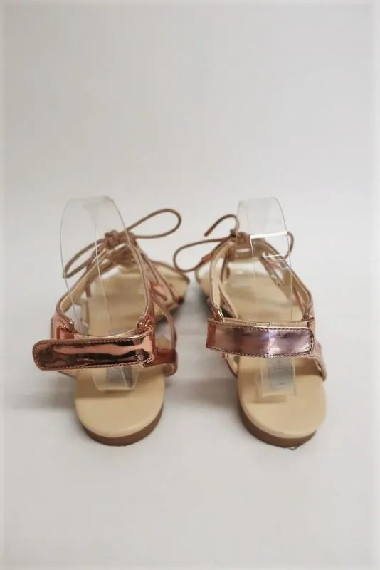 Stella McCartney Lucy Star Sandals Rose Gold Metallic Faux Leather Size 38.5