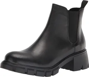 Steve Madden Women's Howler Block Heel Platform Ankle Boots Black Leather (9.5, BLACK)