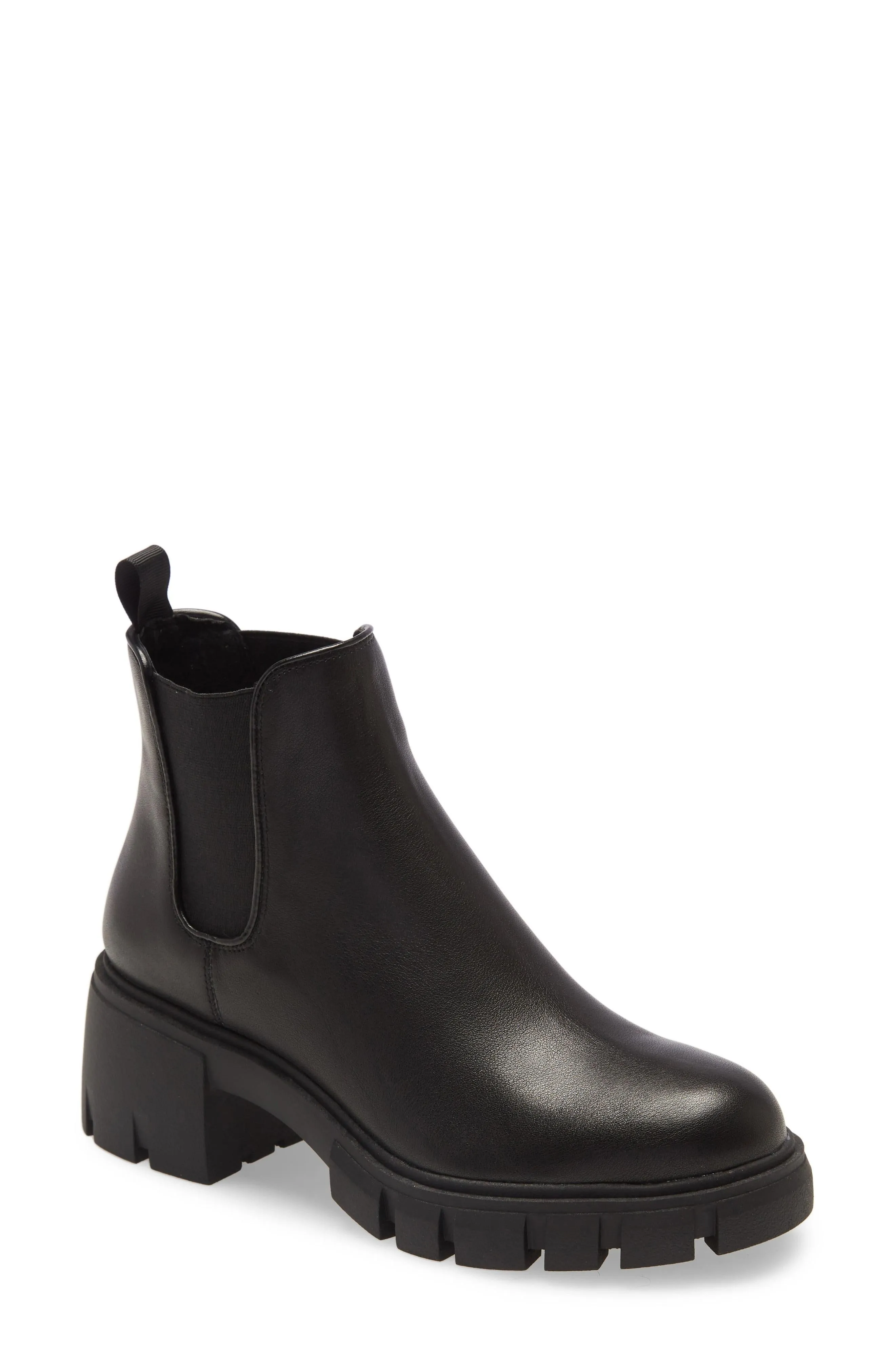 Steve Madden Women's Howler Block Heel Platform Ankle Boots Black Leather (9.5, BLACK)