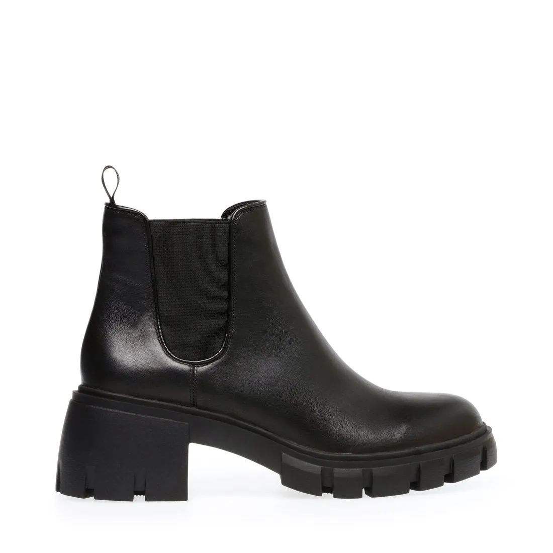 Steve Madden Women's Howler Block Heel Platform Ankle Boots Black Leather (9.5, BLACK)