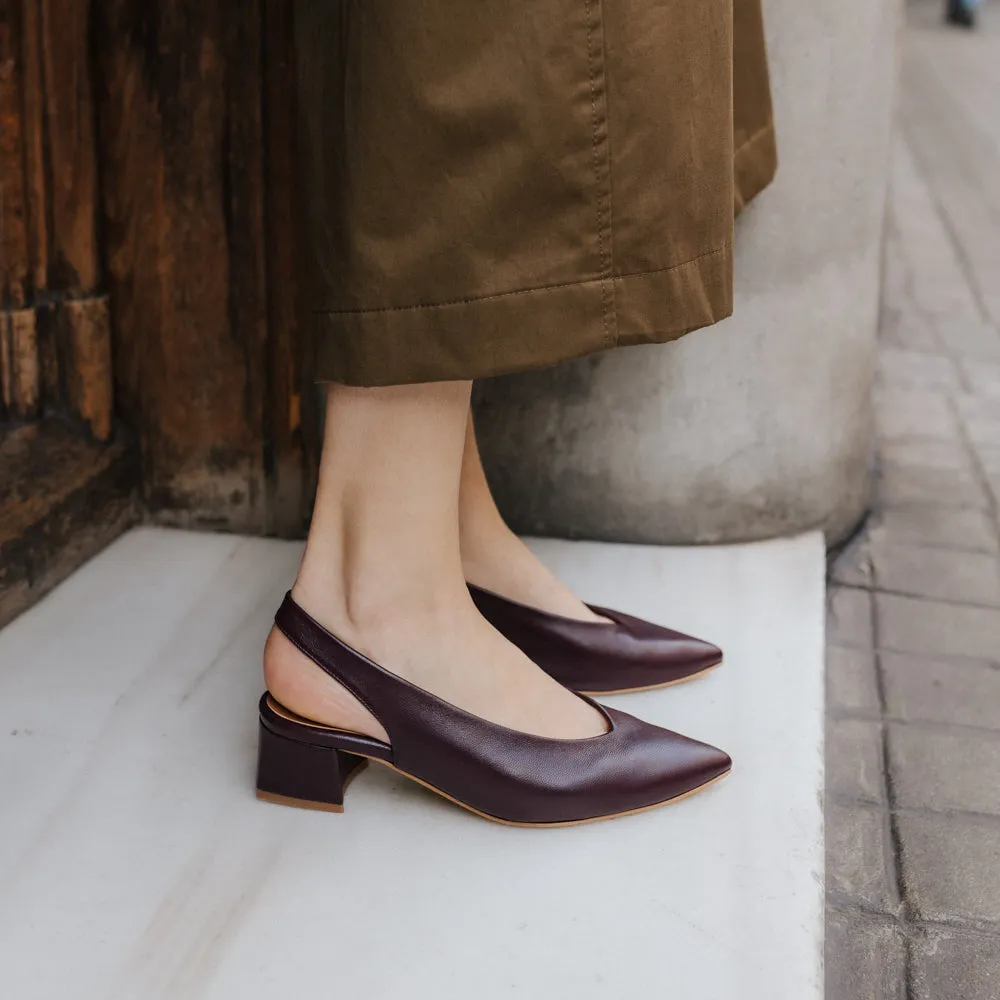 STILETTO GRETA PIEL BURDEOS TACÓN 4CM