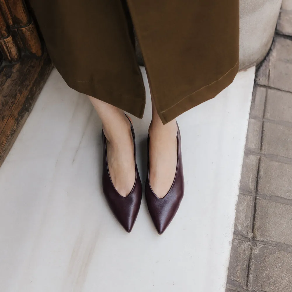 STILETTO GRETA PIEL BURDEOS TACÓN 4CM
