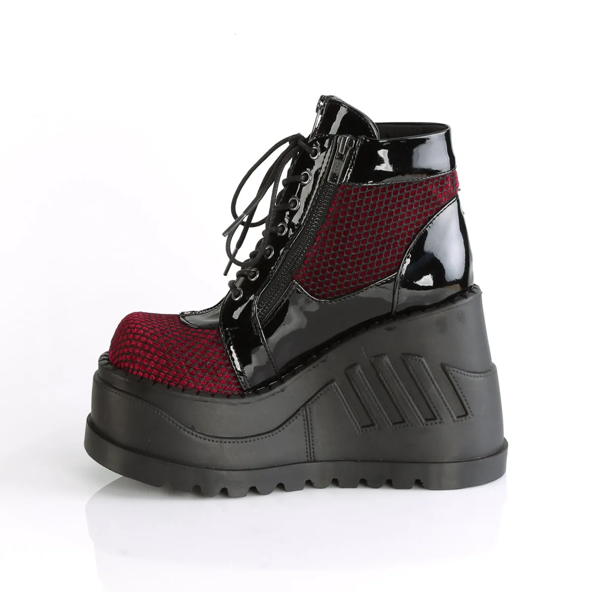 STOMP-18 DemoniaCult Black/Burgandy Sexy Women's Ankle Boots (Alternative Footwear)