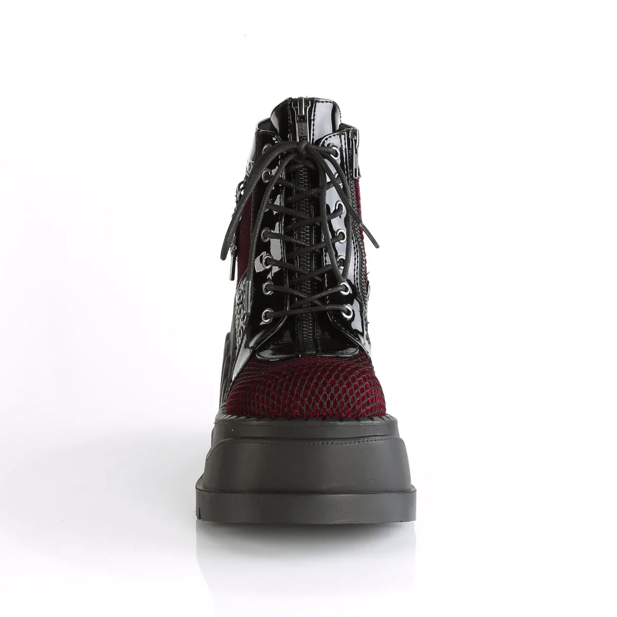STOMP-18 DemoniaCult Black/Burgandy Sexy Women's Ankle Boots (Alternative Footwear)
