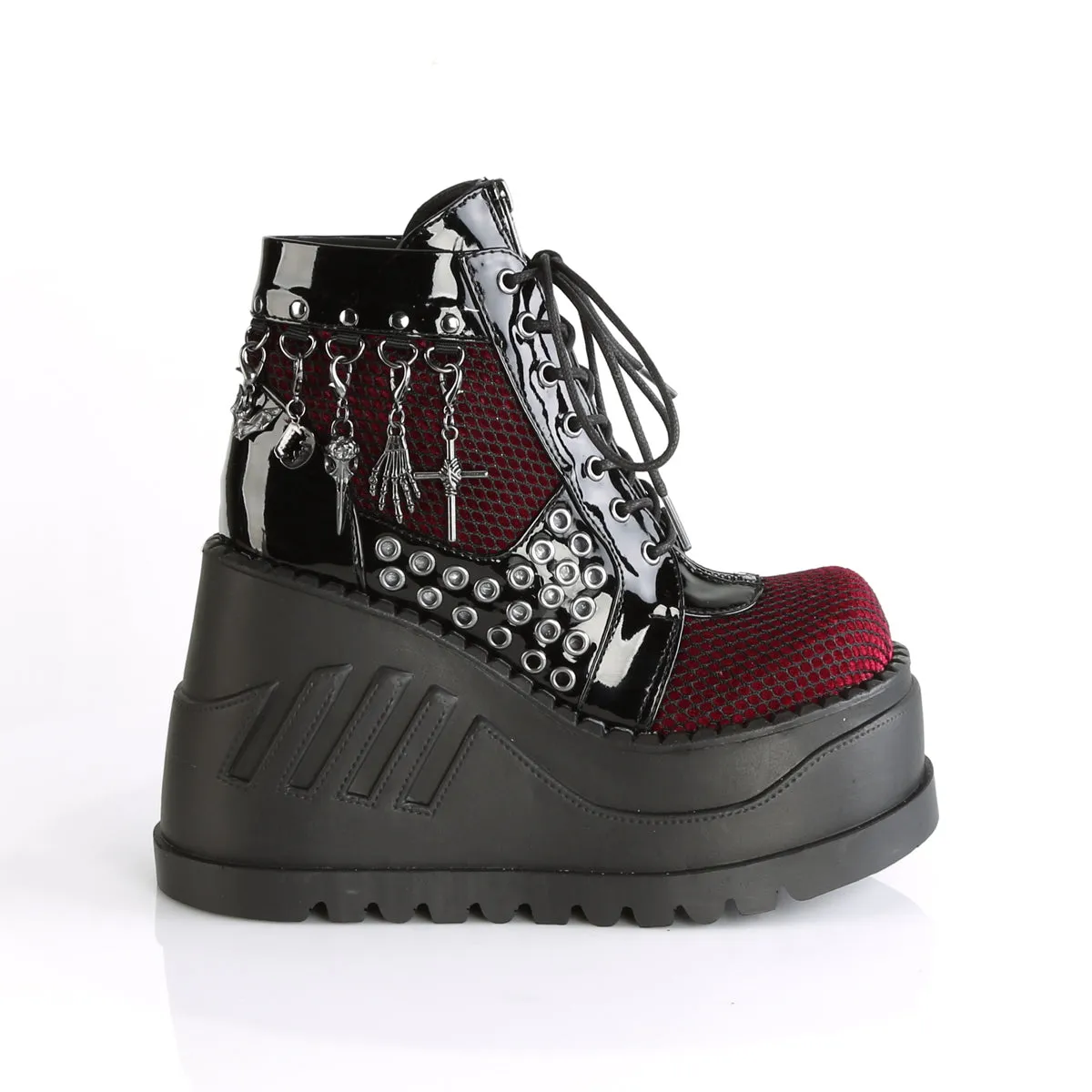 STOMP-18 DemoniaCult Black/Burgandy Sexy Women's Ankle Boots (Alternative Footwear)