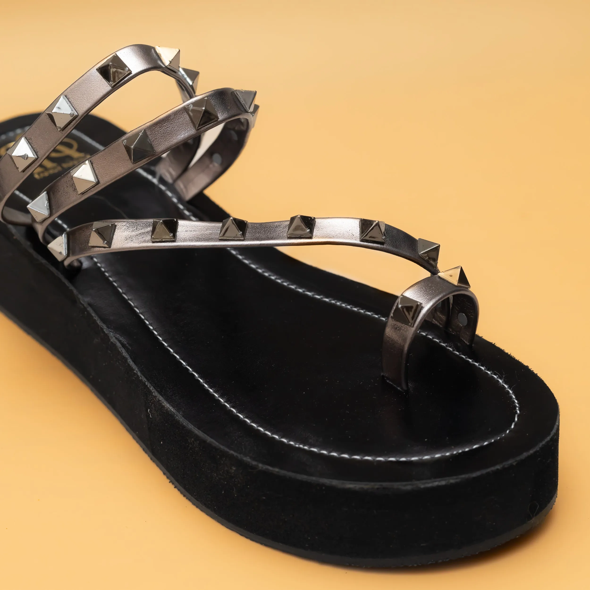 Strappy Studded Platforms - Grey