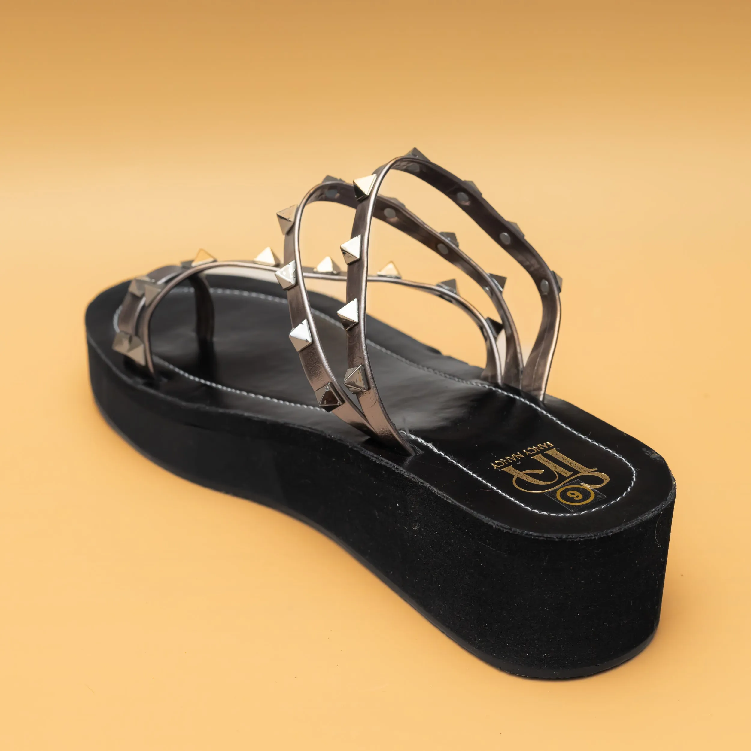 Strappy Studded Platforms - Grey