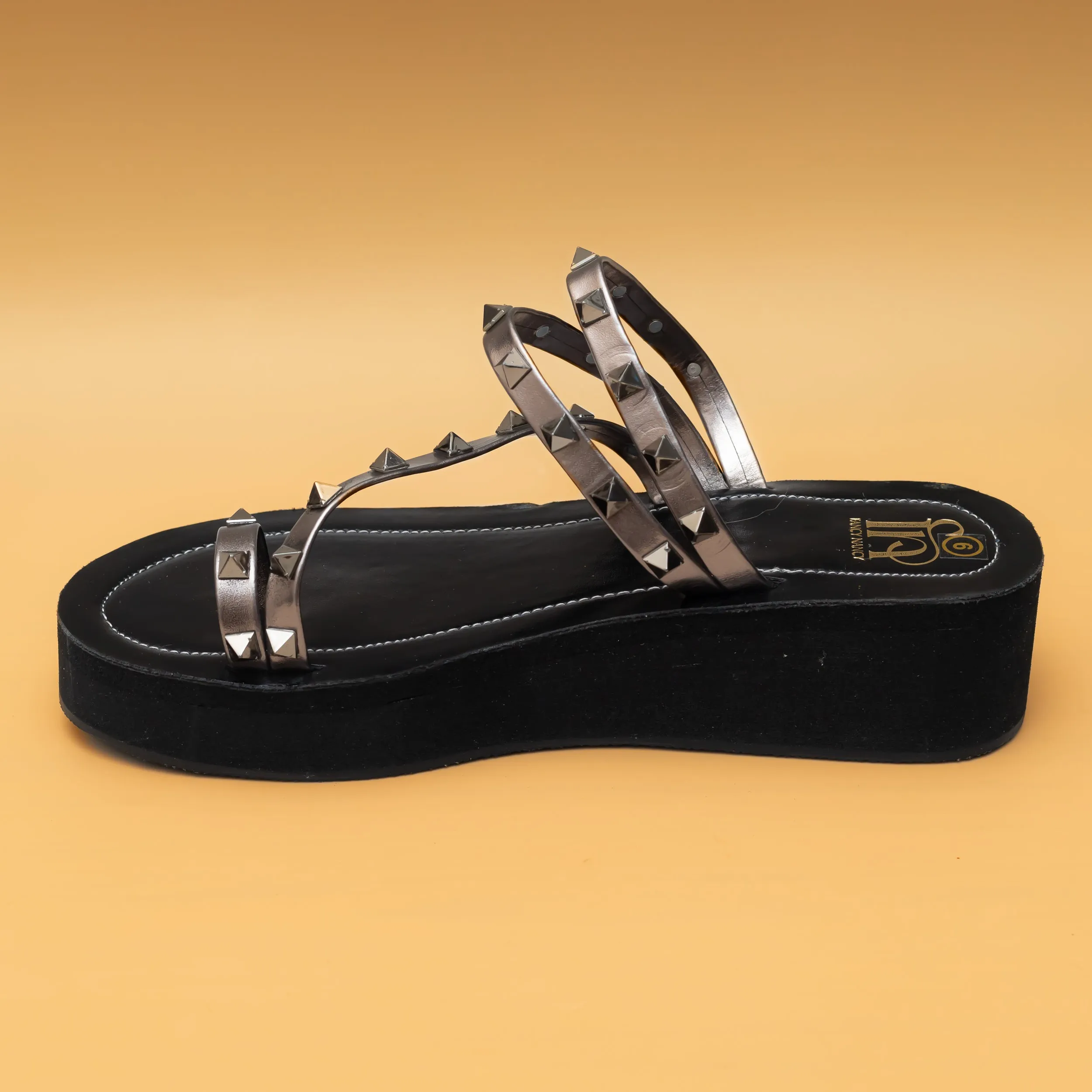 Strappy Studded Platforms - Grey