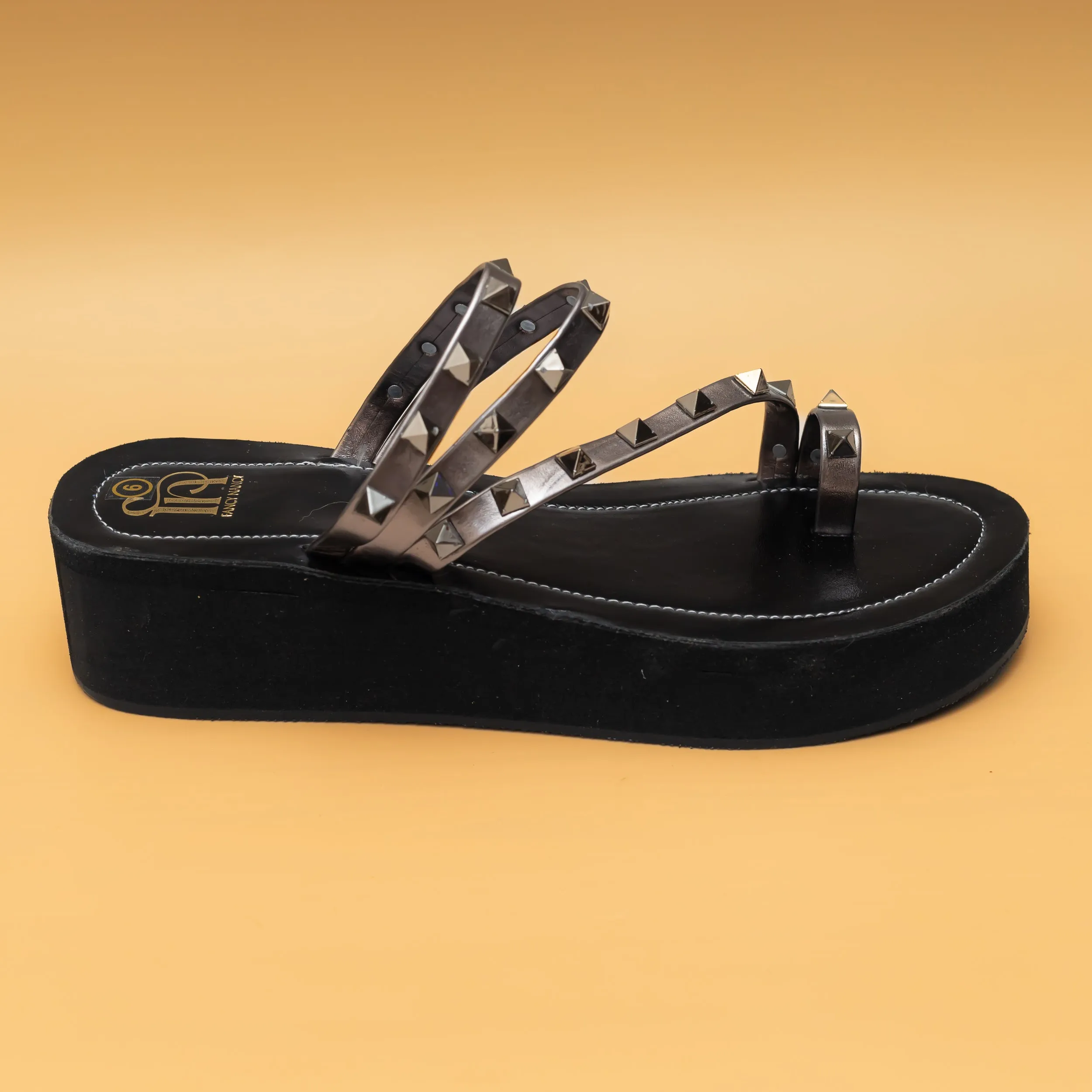 Strappy Studded Platforms - Grey