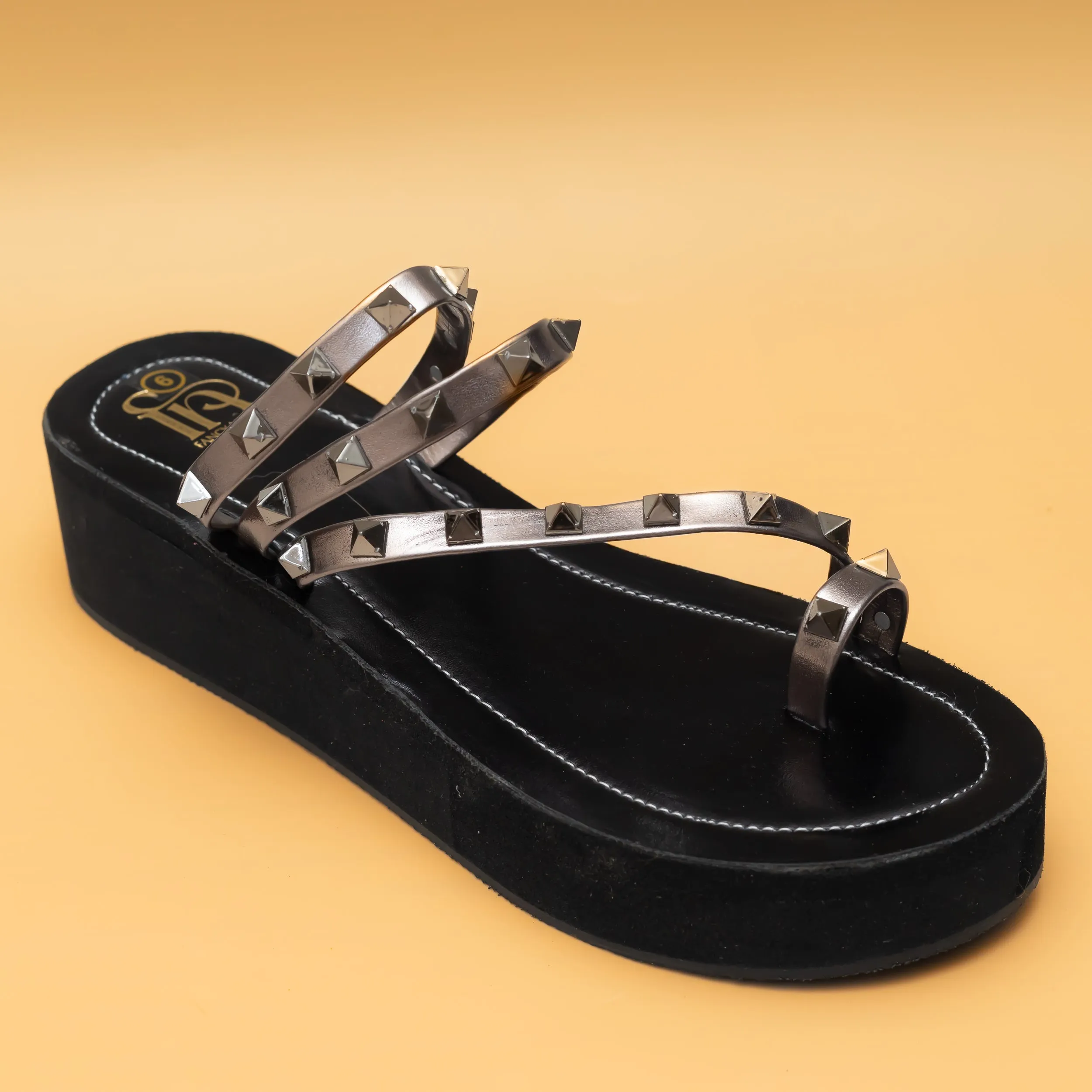 Strappy Studded Platforms - Grey