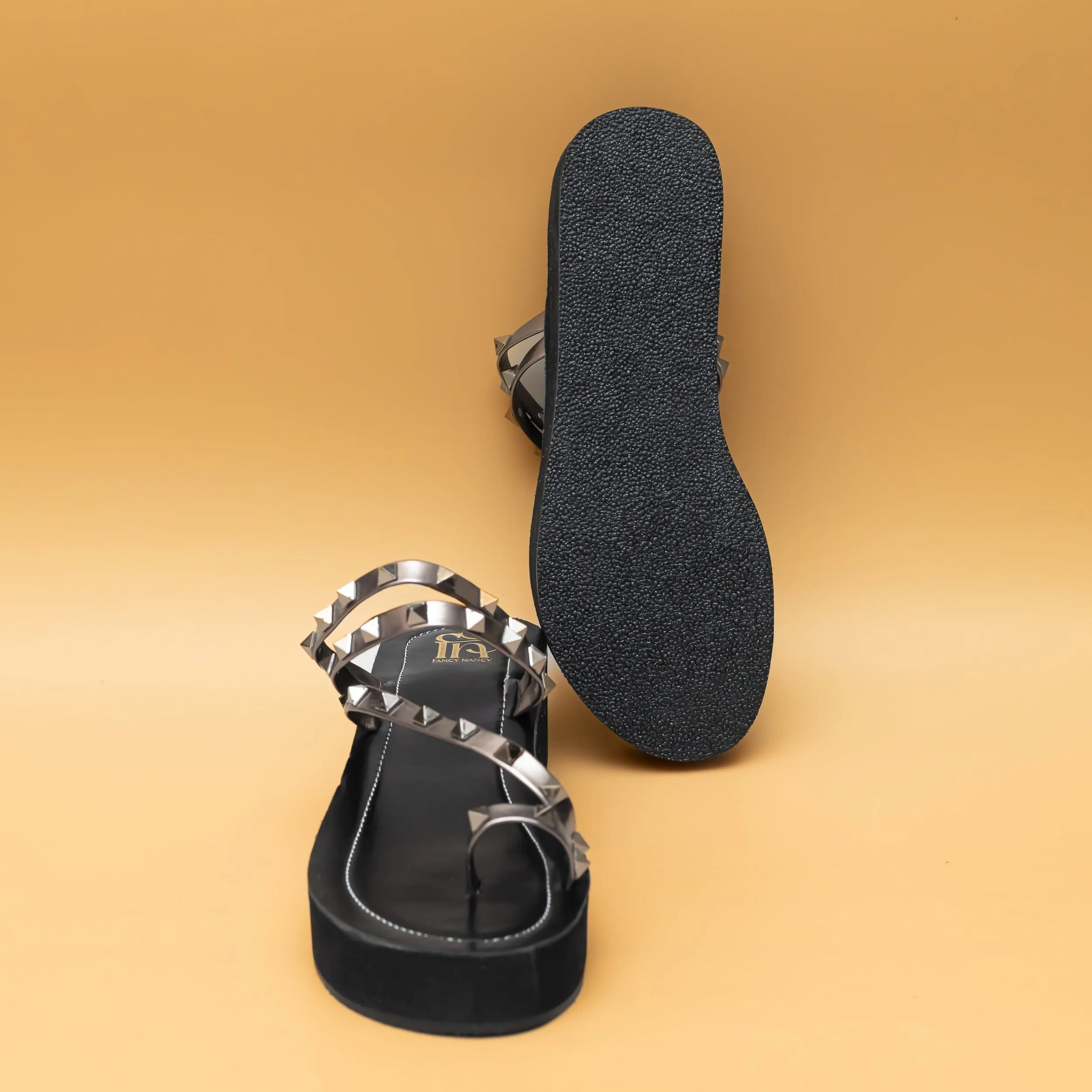 Strappy Studded Platforms - Grey
