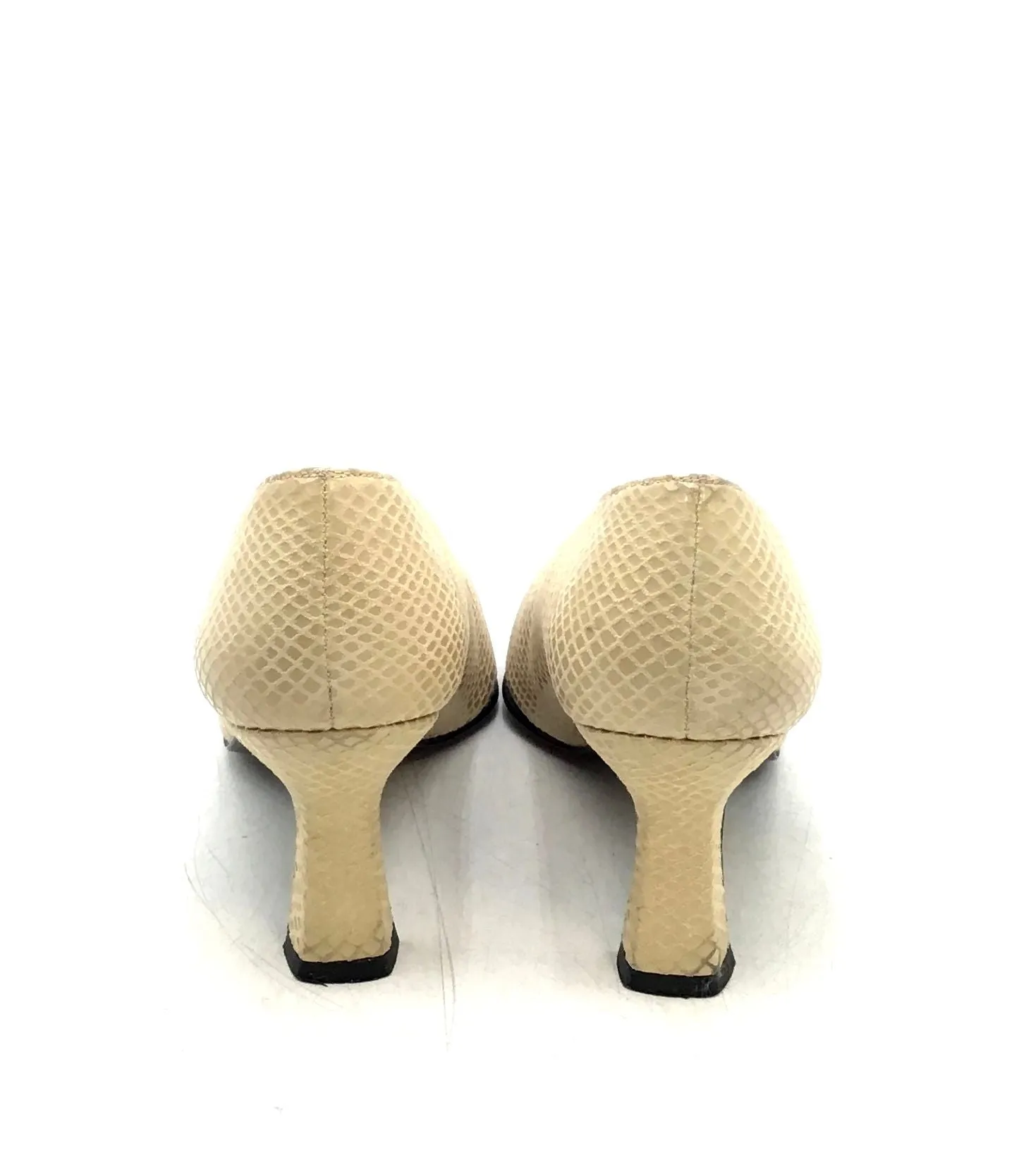 Stuart Weitzman Women's Cream Slip-On Kitten Pump Heels - Size 5W