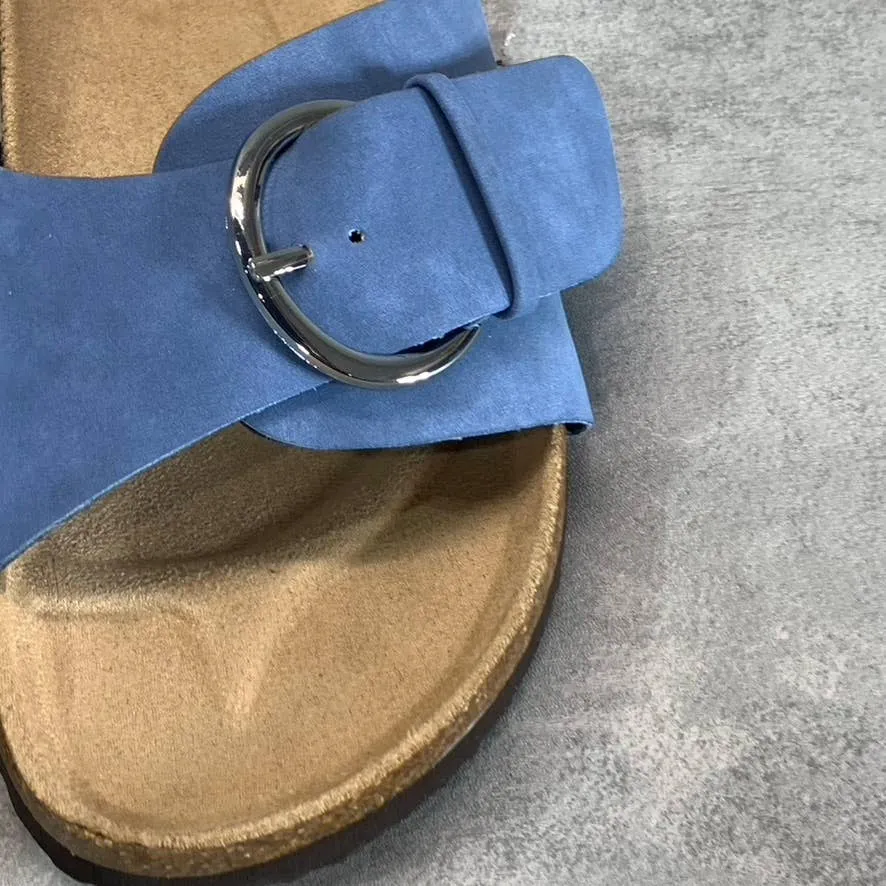 STYLE & CO Women's Blue Nubuck Elisaa Buckled Slide Flat Sandals SZ 8.5