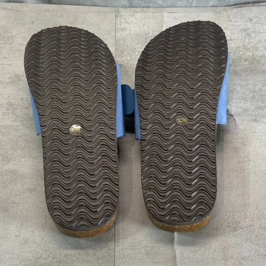 STYLE & CO Women's Blue Nubuck Elisaa Buckled Slide Flat Sandals SZ 8.5