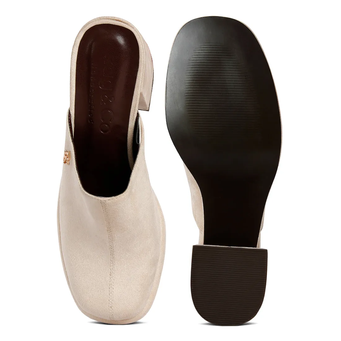 Suede Heeled Mule Sandals