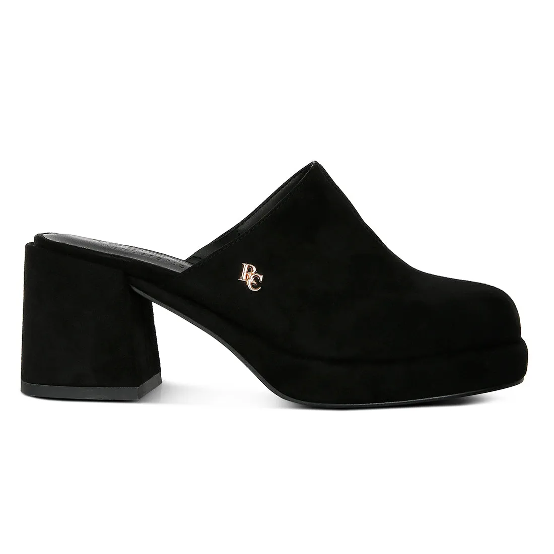 Suede Heeled Mule Sandals