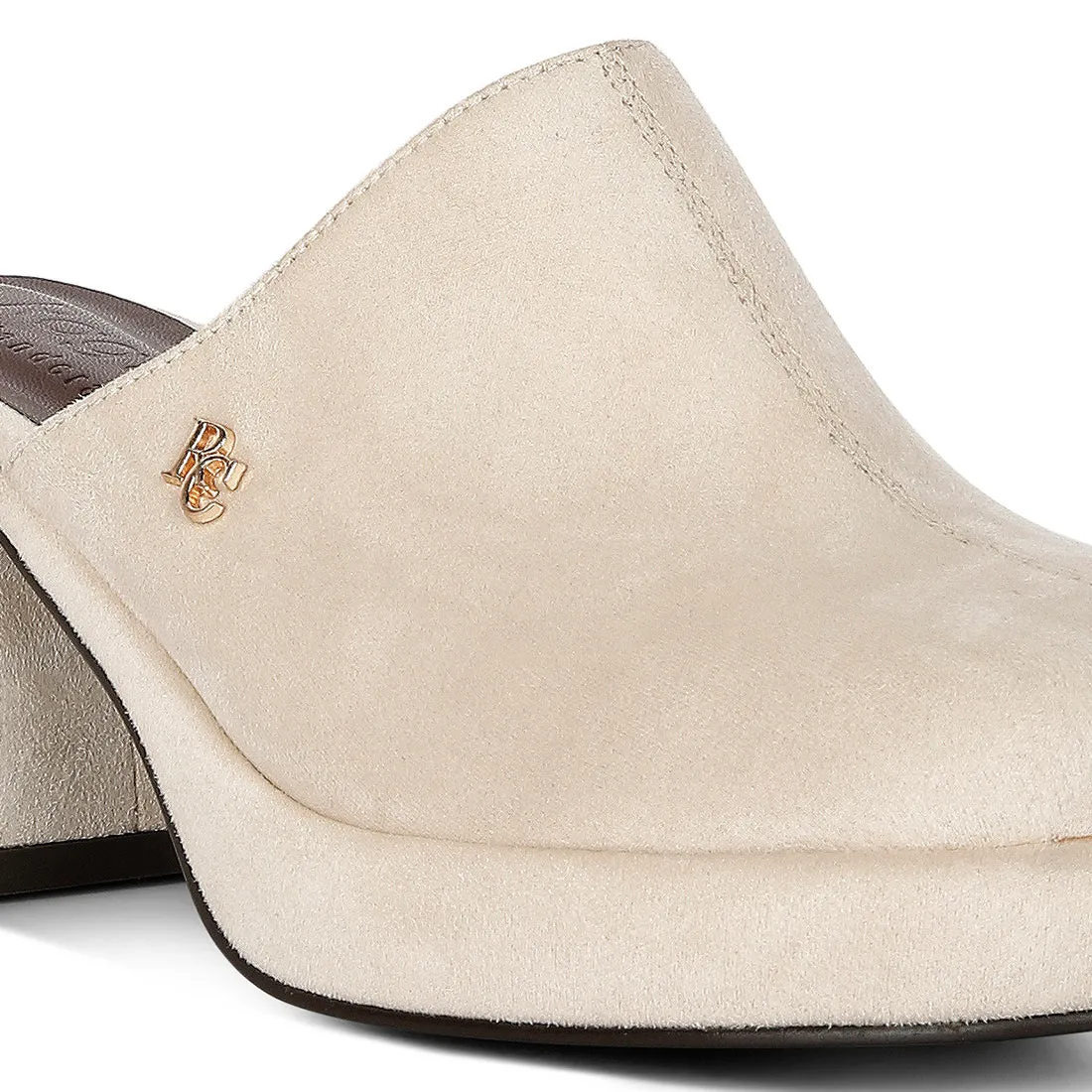 Suede Heeled Mule Sandals