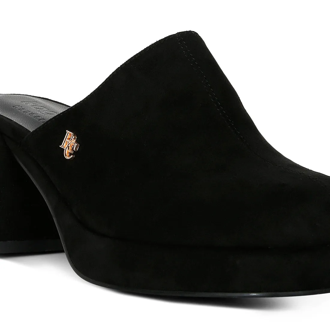 Suede Heeled Mule Sandals