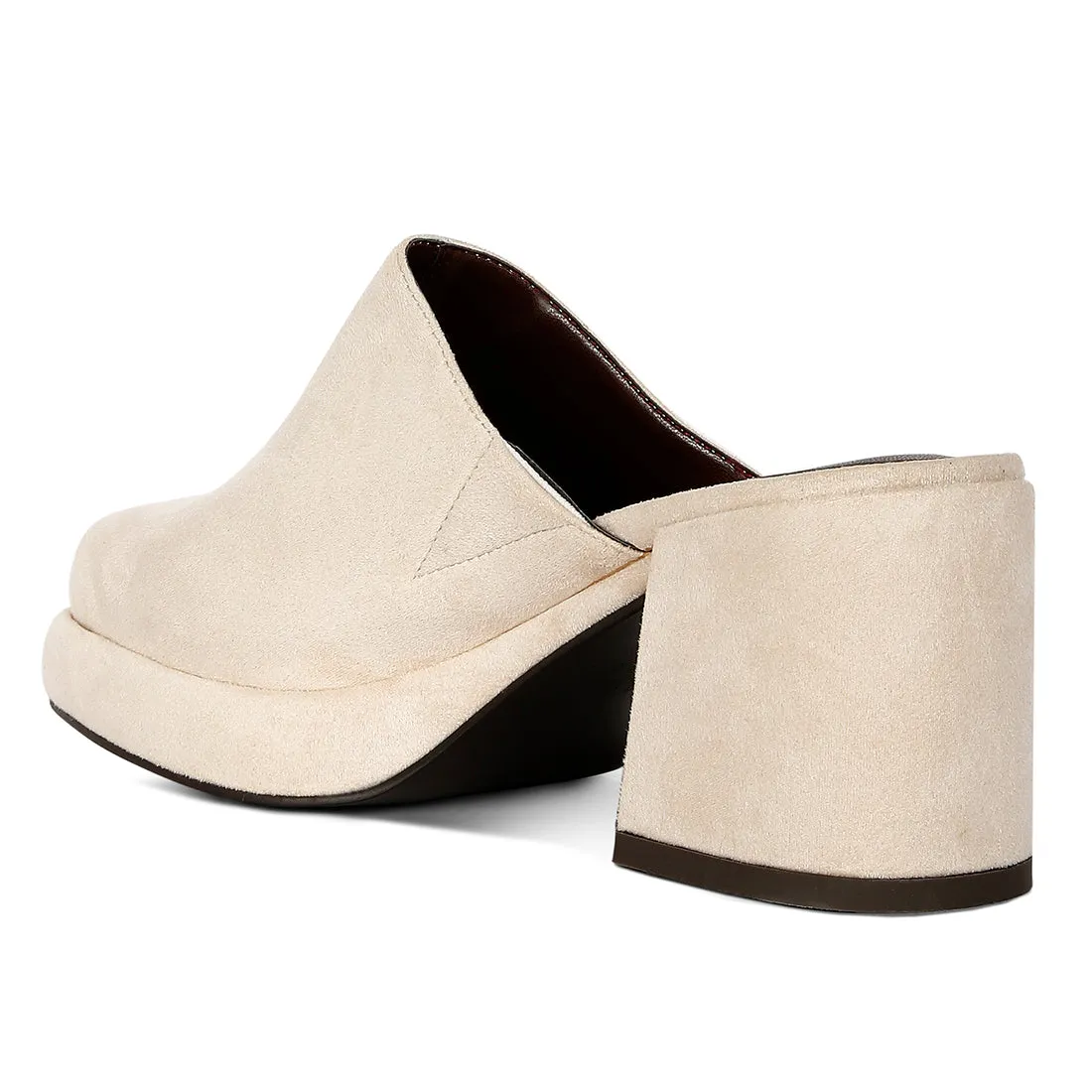 Suede Heeled Mule Sandals