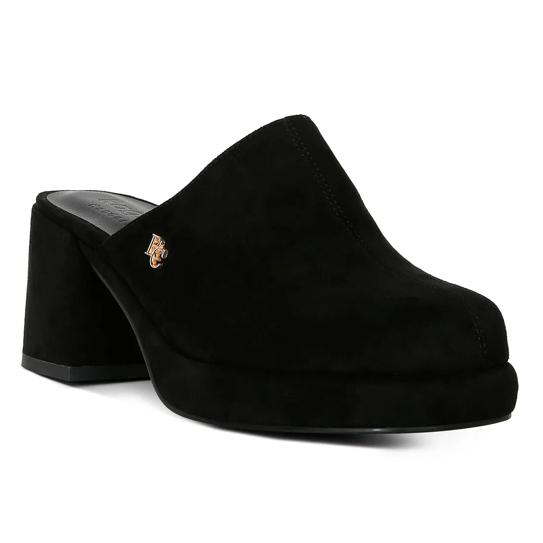 Suede Heeled Mule Sandals