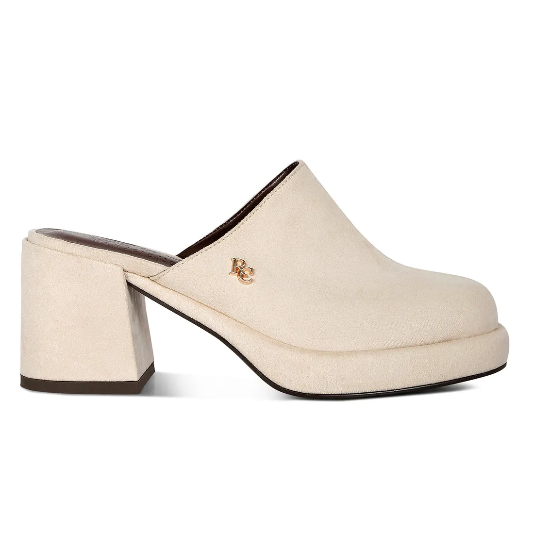 Suede Heeled Mule Sandals