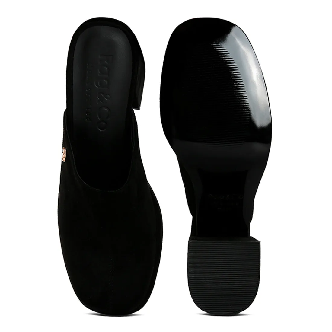 Suede Heeled Mule Sandals