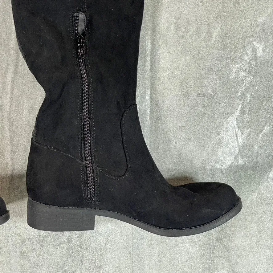 SUN STONE Women's Black Micro Allicce Round-Toe Over-The-Knee Boots SZ 7.5