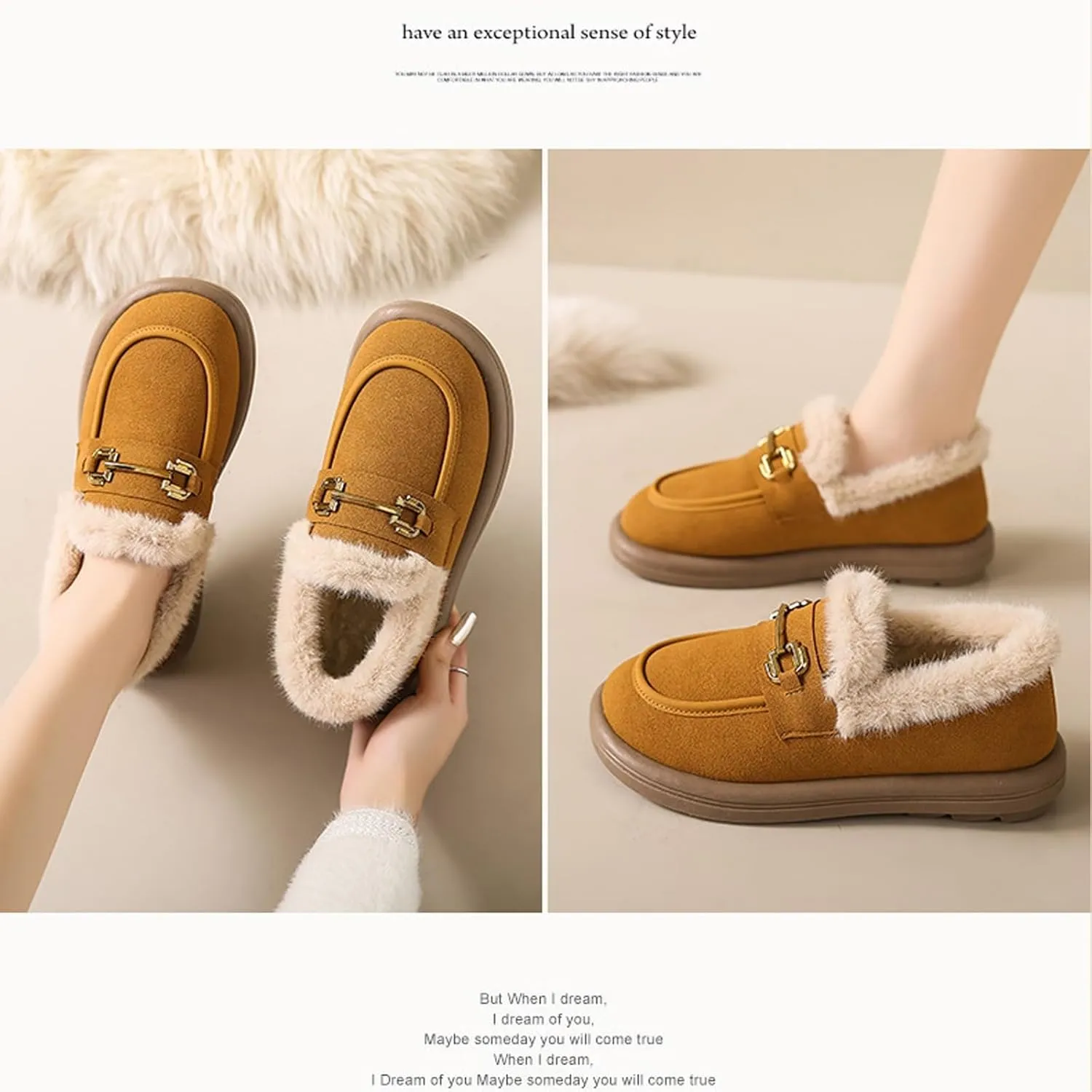 Sunporx Women's Moccasins Loafers Warm Plush Lining Moccasins Flat Driving Shoes Round Toe Comfortable Business Casual Work Shoes