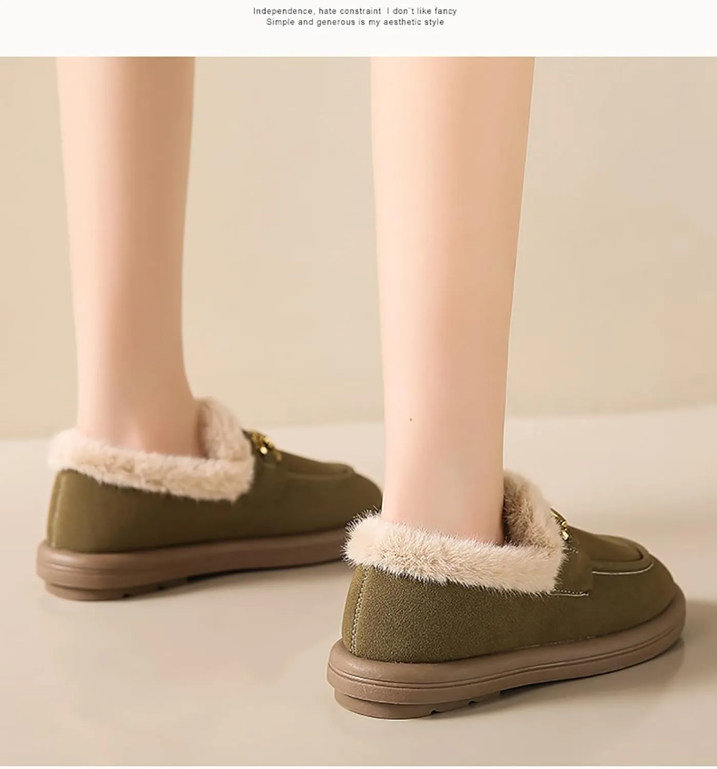Sunporx Women's Moccasins Loafers Warm Plush Lining Moccasins Flat Driving Shoes Round Toe Comfortable Business Casual Work Shoes